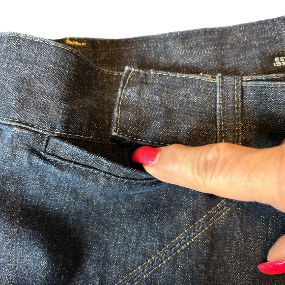 DKNY Wide Leg Jeans W/Gold Zig Zag Threading Sz.6 - Picture 14 of 16